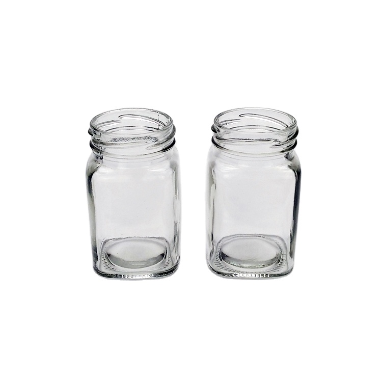 Food grade 200ml square clear glass honey jam jar wholesale