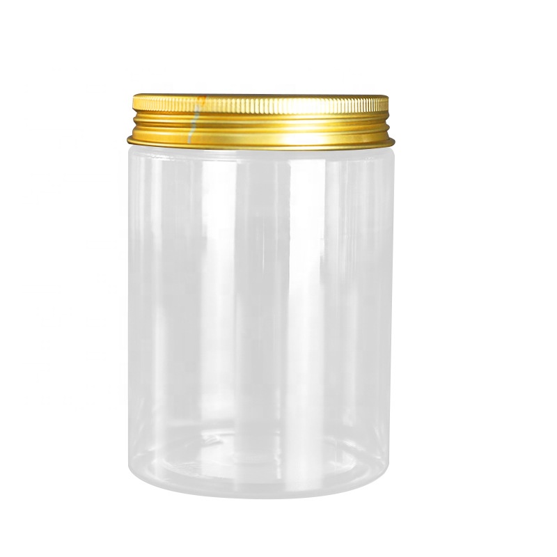 Food grade 250g 300g 400g 500g clear plastic pet honey jar with gold lid