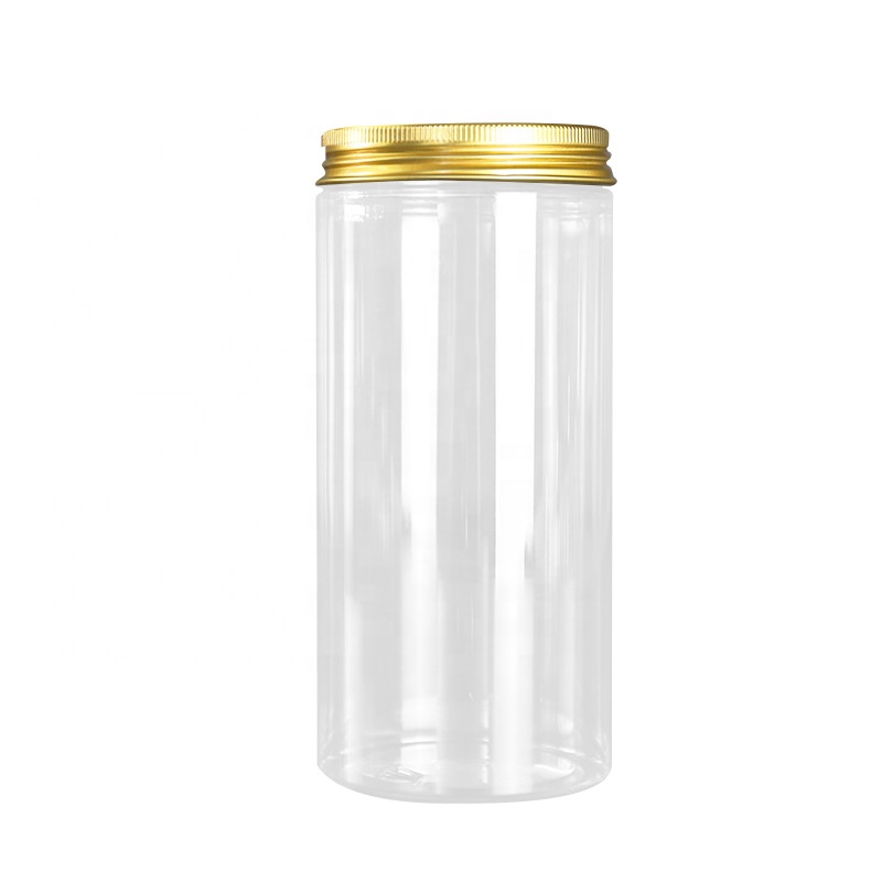 Food grade 250g 300g 400g 500g clear plastic pet honey jar with gold lid