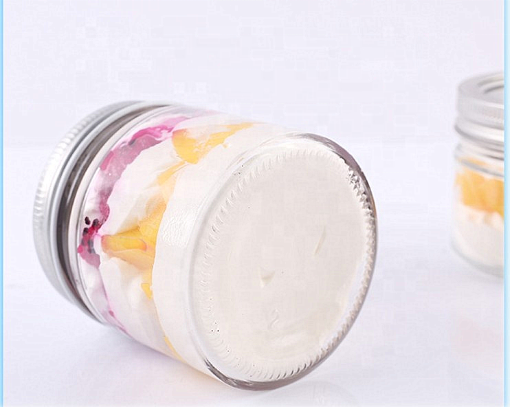 Food grade 250ml 500ml glass jam jar with metal lid