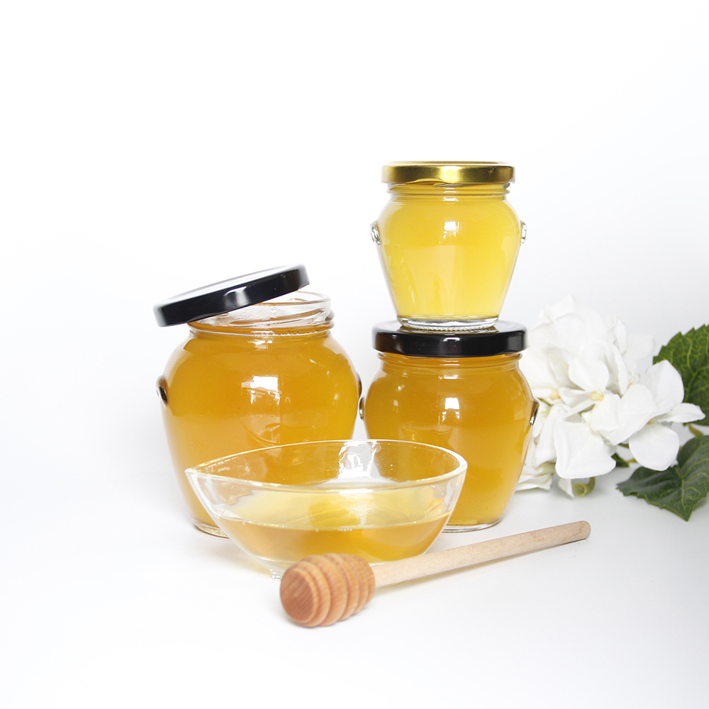 Food grade 314ml orcio glass jars wholesale with custom logo for honey canning