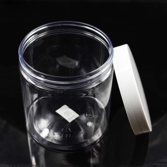 Food grade 500ML 1L plastic PET 10oz 300m brown clear candy cookie jar plastic PET jars with screw lids