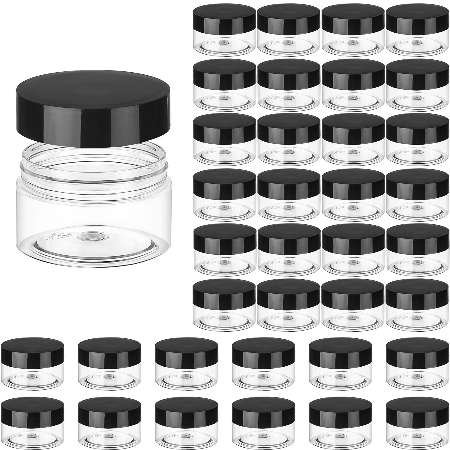 Food grade 80ml 100ml 120ml 150ml 250ml clear PET plastic jar with black lid