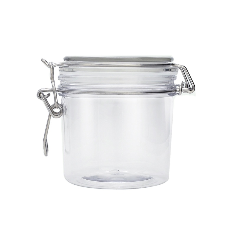 Food grade Storage 450ml Round pet Functional Transparent Sealed can Bayonet Iron Wire pet Jars
