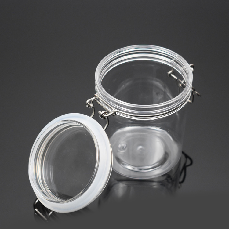 Food grade Storage 450ml Round pet Functional Transparent Sealed can Bayonet Iron Wire pet Jars