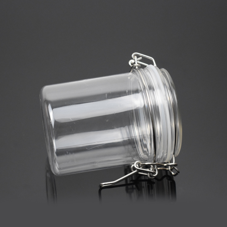 Food grade Storage 450ml Round pet Functional Transparent Sealed can Bayonet Iron Wire pet Jars
