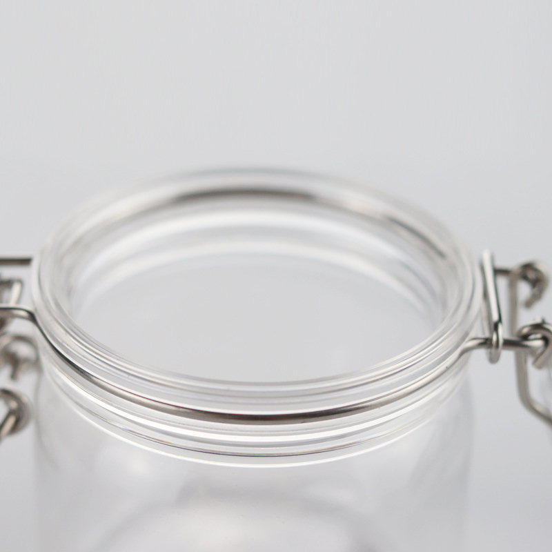 Food grade Storage 450ml Round pet Functional Transparent Sealed can Bayonet Iron Wire pet Jars