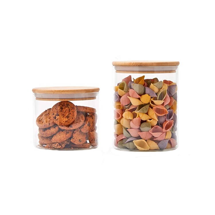 Food grade airtight kitchen candy spice storage bottles jars food with bamboo lid
