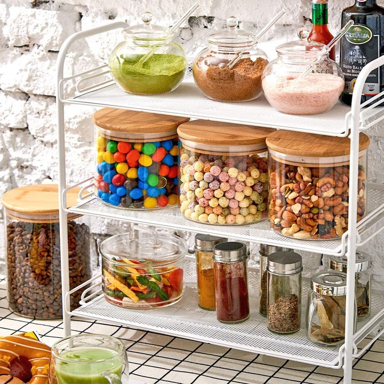 Food grade airtight kitchen candy spice storage bottles jars food with bamboo lid