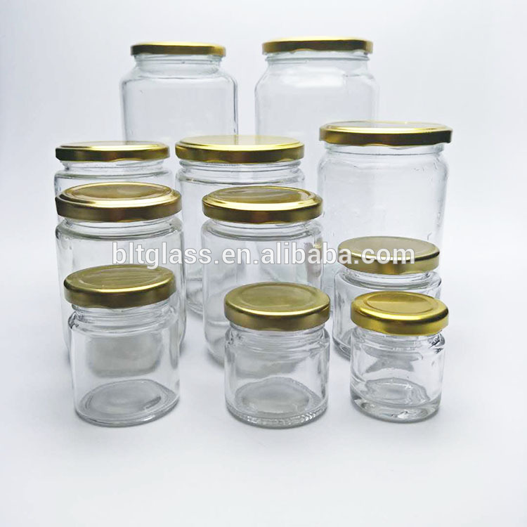 Food grade clear round glass jar jam jar 30ml-1000ml wholesale