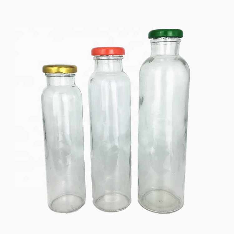 Food grade cold drink juice glass beverage bottle 250ml 300ml 500ml with sealed lid