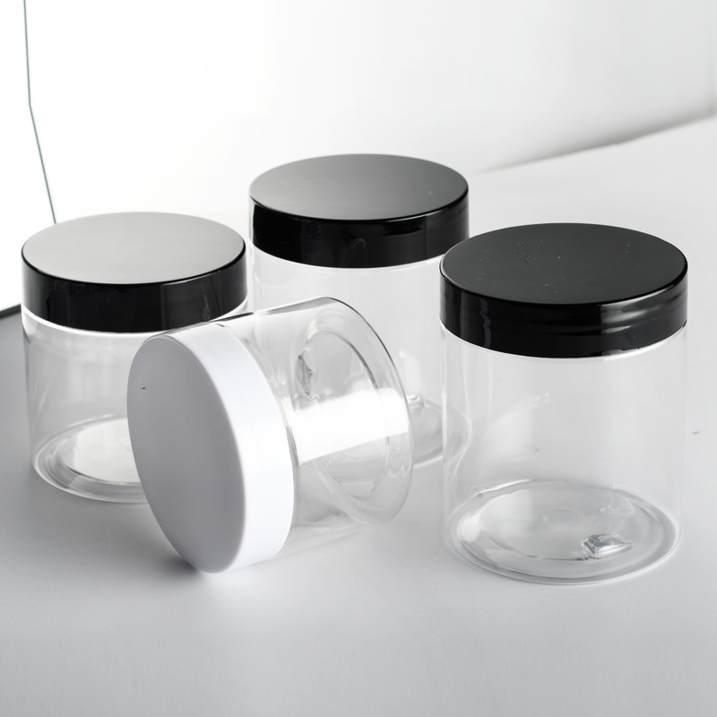 Food grade cosmetic container 4oz 120ml clear PET plastic cream jar with screw plastic lid