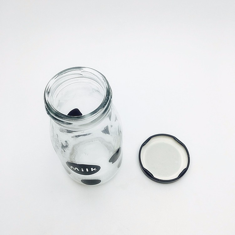 Food grade custom 8oz glass milk bottle with metal cap