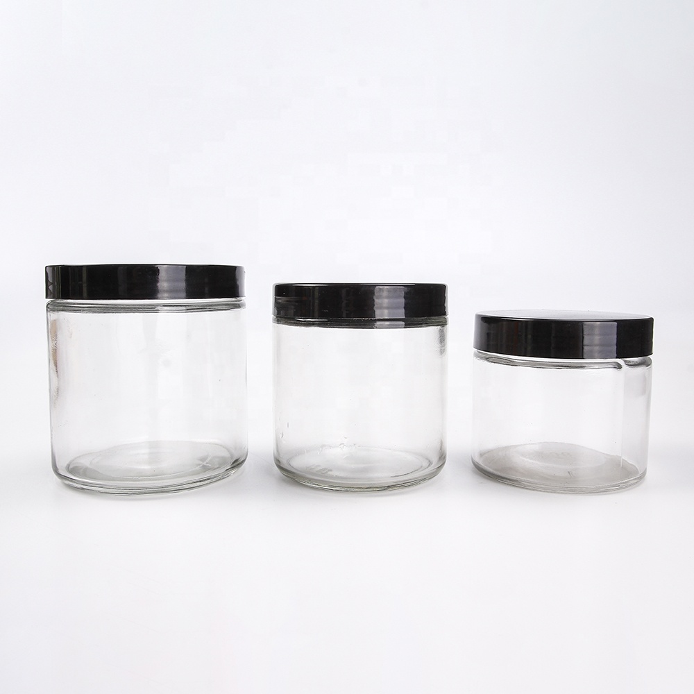 Food grade cylinder cookies storage straight side glass jars with screw top lid for candy canning