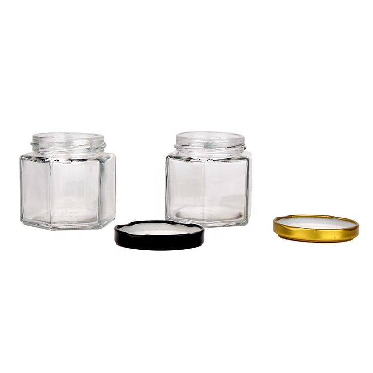 Food grade hexagonal 4oz 120ml glass jam jar with tin cap