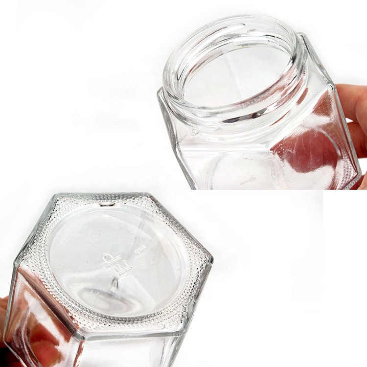 Food grade hexagonal 4oz 120ml glass jam jar with tin cap
