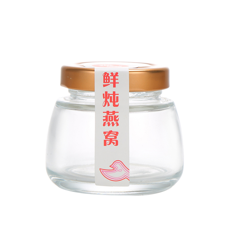 Food grade new products 50ml 75ml 120ml 150ml clear glass jar with metal lid for bird's nest honey jam