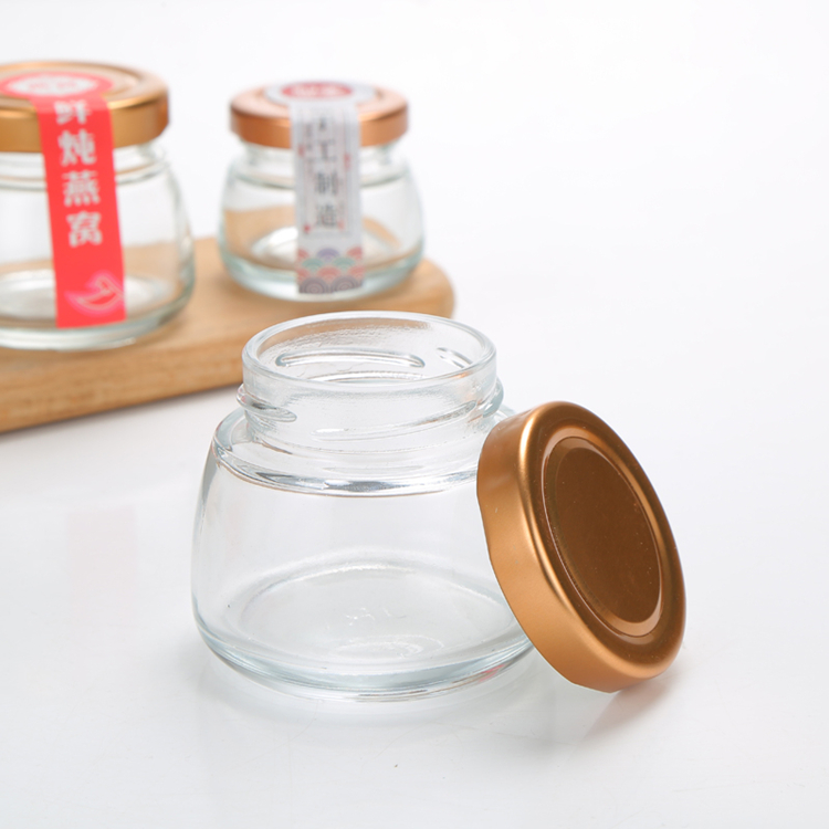 Food grade new products 50ml 75ml 120ml 150ml clear glass jar with metal lid for bird's nest honey jam