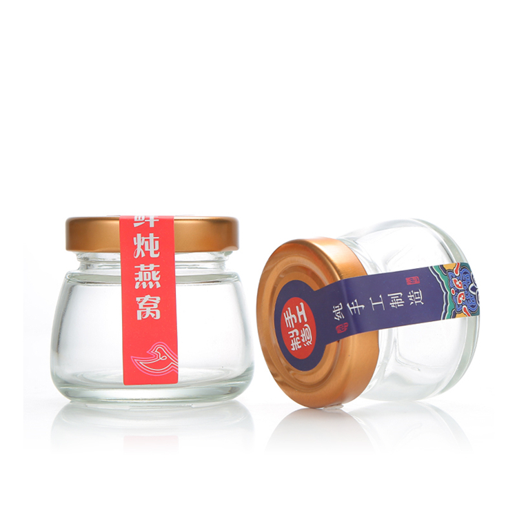 Food grade new products 50ml 75ml 120ml 150ml clear glass jar with metal lid for bird's nest honey jam