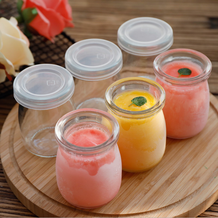 Food grade round small pudding glass jar 50ml 100ml 150ml 200ml