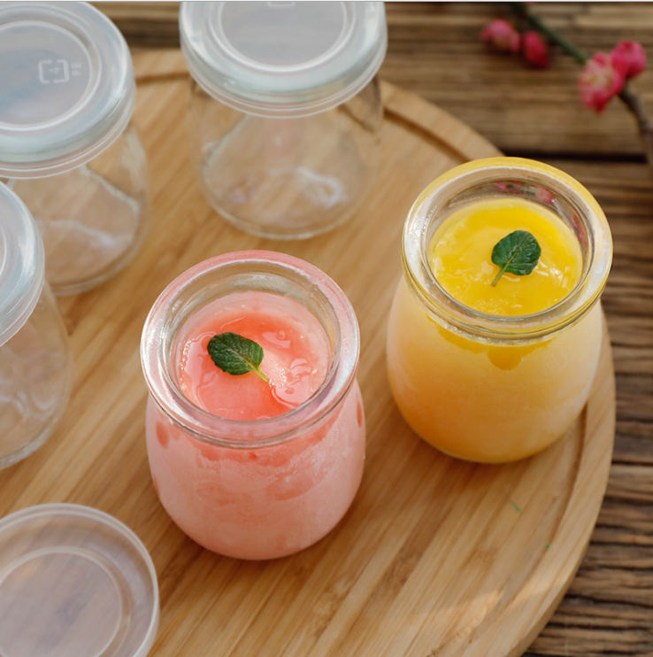 Food grade round small pudding glass jar 50ml 100ml 150ml 200ml