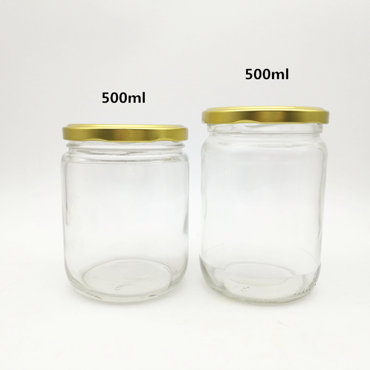 Food grade round transparent 25ml to 1000ml jam honey jelly glass storage jar with metal airtight lid