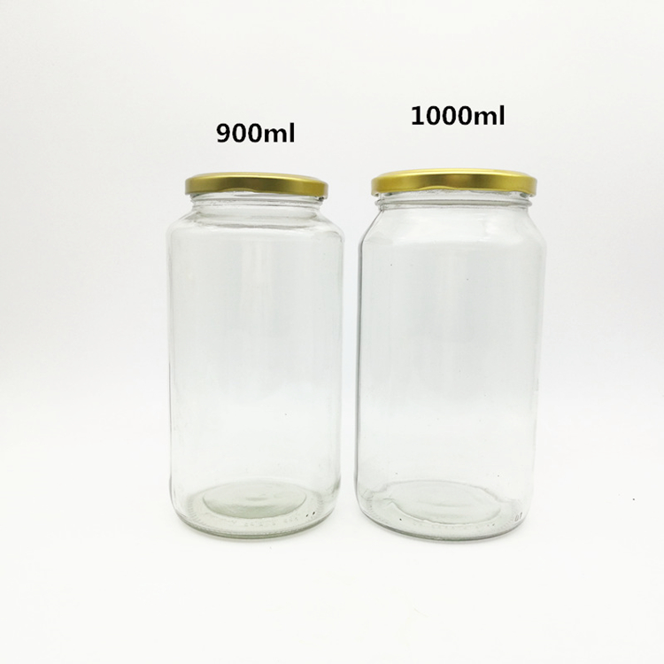 Food grade round transparent 25ml to 1000ml jam honey jelly glass storage jar with metal airtight lid