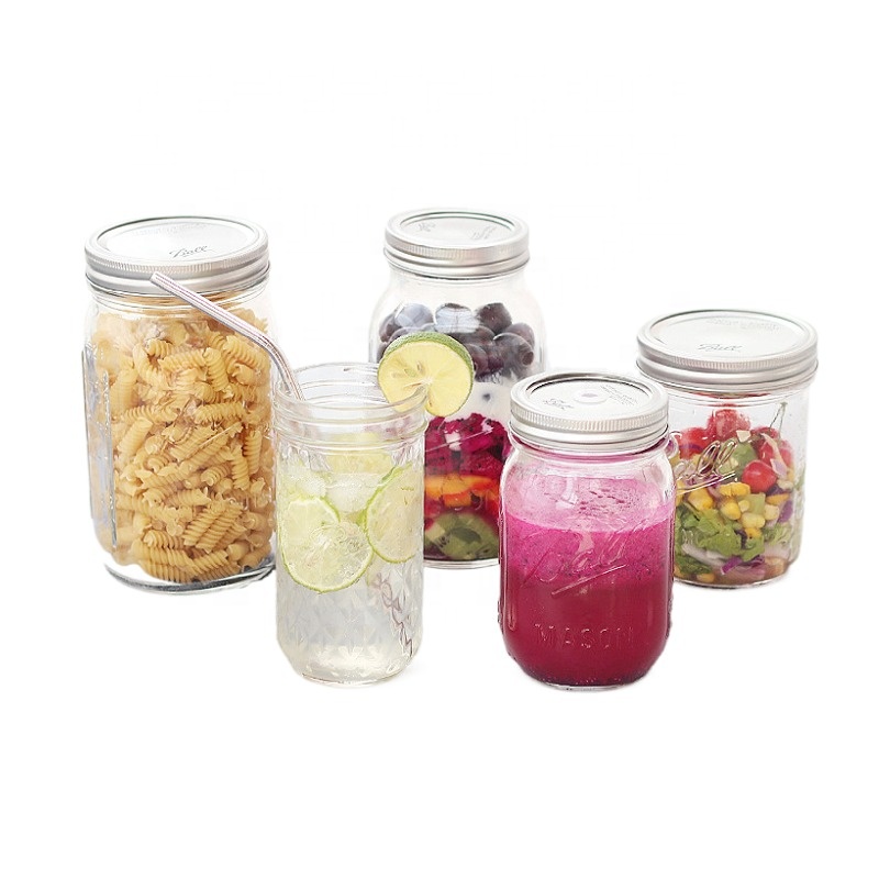 Food grade safety measuring cups plastic lids mason jar black with Gold Tinplate Lid