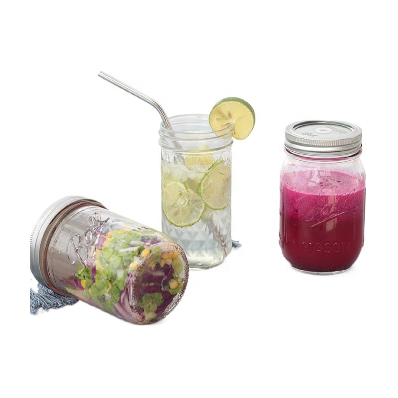 Food grade safety measuring cups plastic lids mason jar black with Gold Tinplate Lid