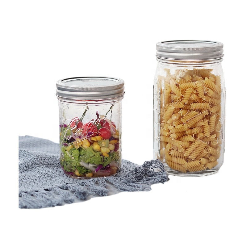 Food grade safety measuring cups plastic lids mason jar black with Gold Tinplate Lid