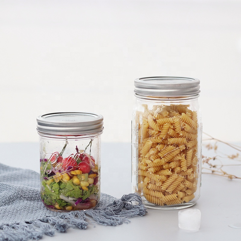 Food grade safety measuring cups plastic lids mason jar black with Gold Tinplate Lid