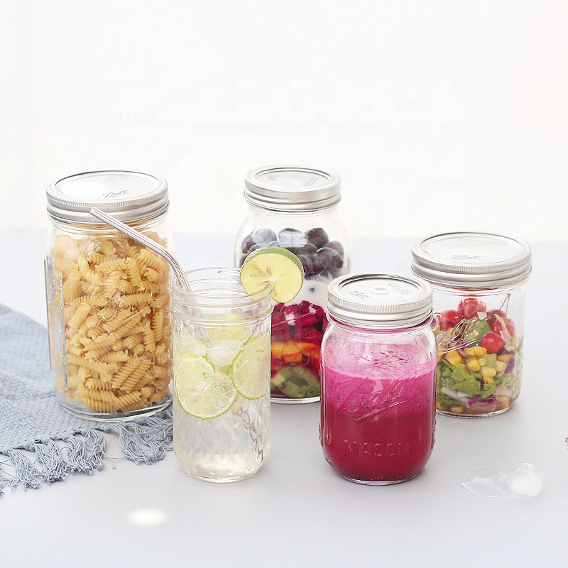 Food grade safety measuring cups plastic lids mason jar black with Gold Tinplate Lid