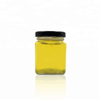Food grade square 150ml honey glass jam jar with screw metal lid