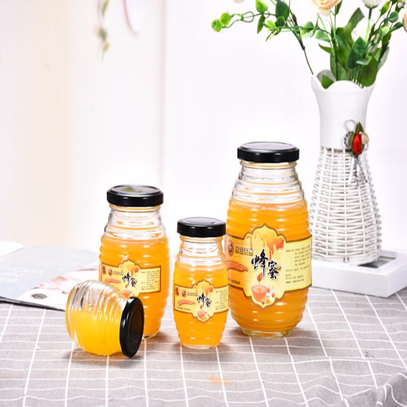 Food grade stotage honey bottle glass 250ml honey bottle glass jar storage