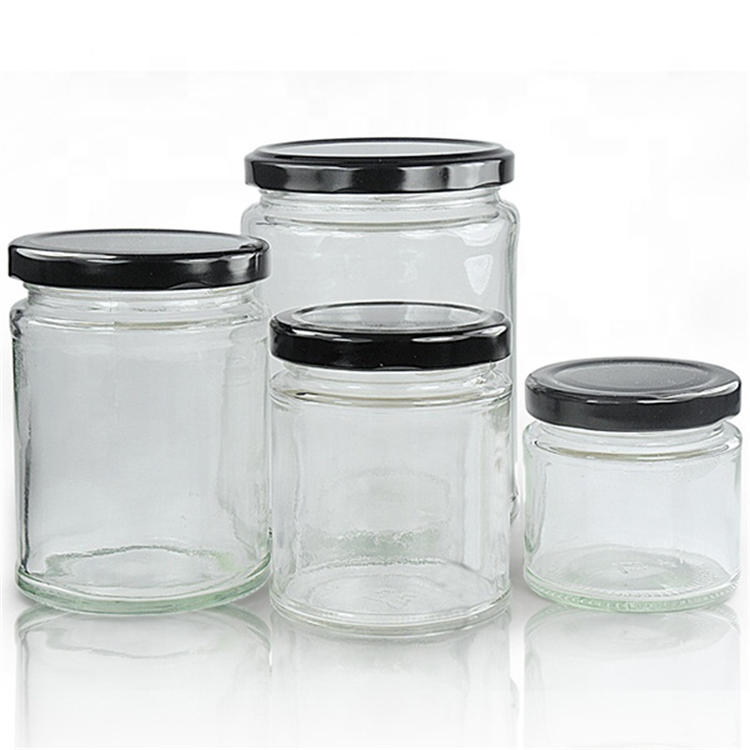 Food grade wide mouth cylindrical spices syrup honey kitchen use storage 8 oz glass jars with lid
