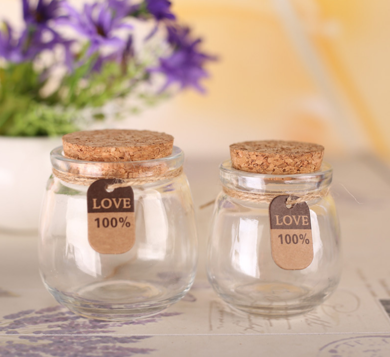 Food safe Fancy clear 100ml 150ml Pudding Glass Mini Milk Bottle with cork lid pudding yogurt candy jars