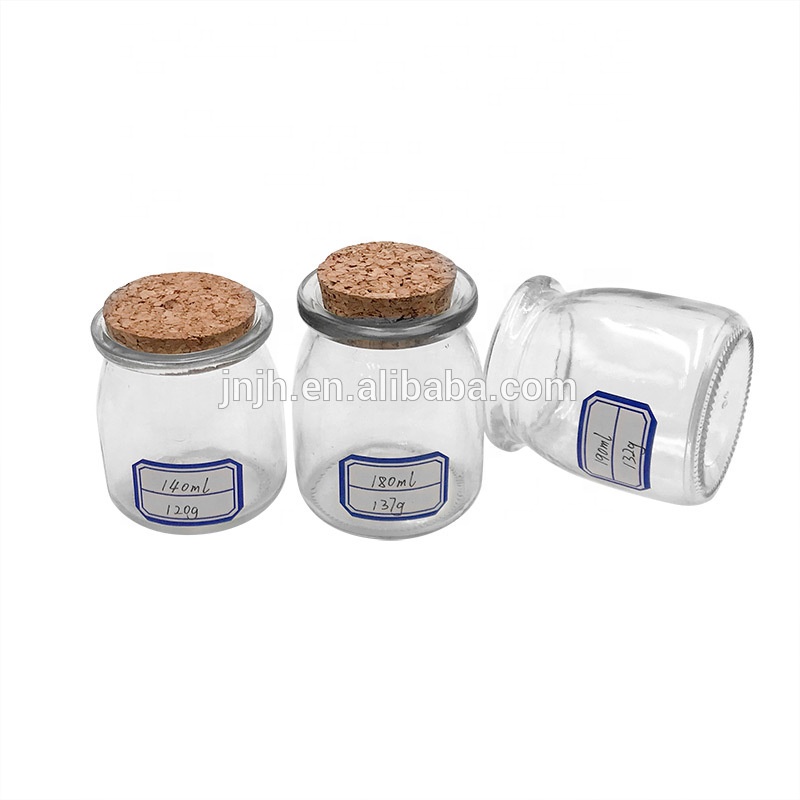 Food safe Fancy clear 150ml Pudding Glass Mini Milk Bottle with Cork or Cap