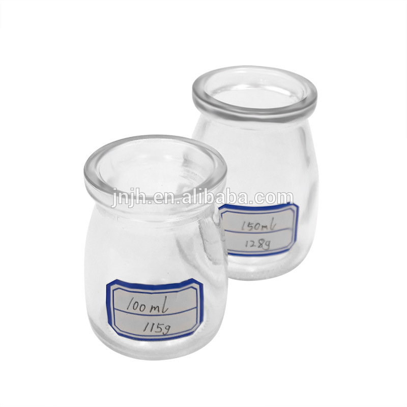 Food safe Fancy clear 150ml Pudding Glass Mini Milk Bottle with Cork or Cap
