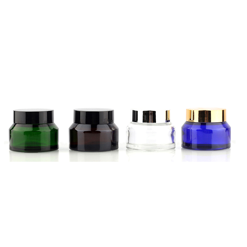 Food safety luxury cosmetic oval cobalt blue amber  glass cream jars