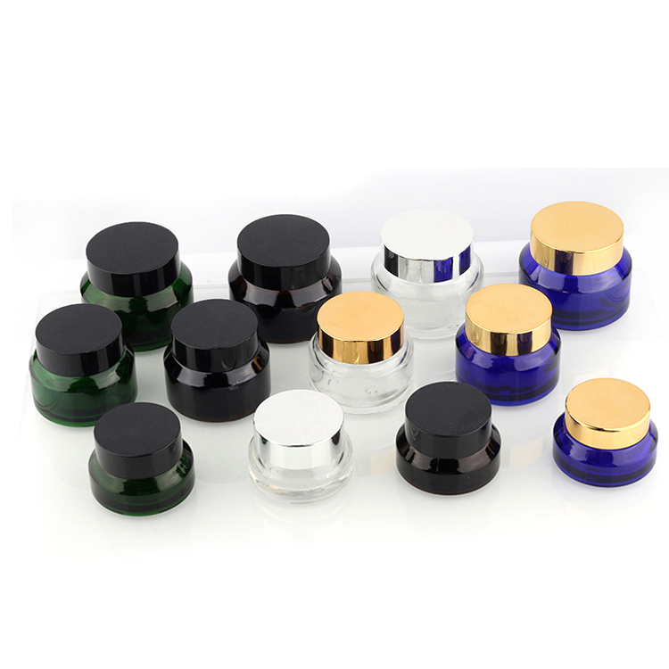 Food safety luxury cosmetic oval cobalt blue amber glass cream jars