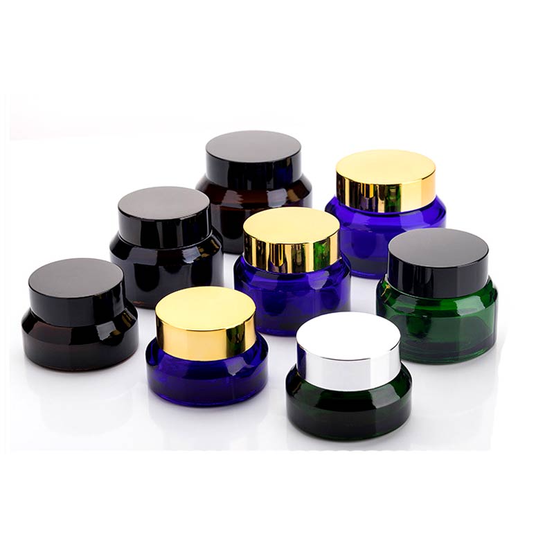 Food safety luxury cosmetic oval cobalt blue amber glass cream jars