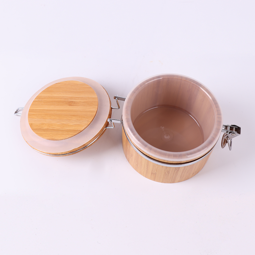 Food storage bamboo jar large glass storage canisters square with buckle