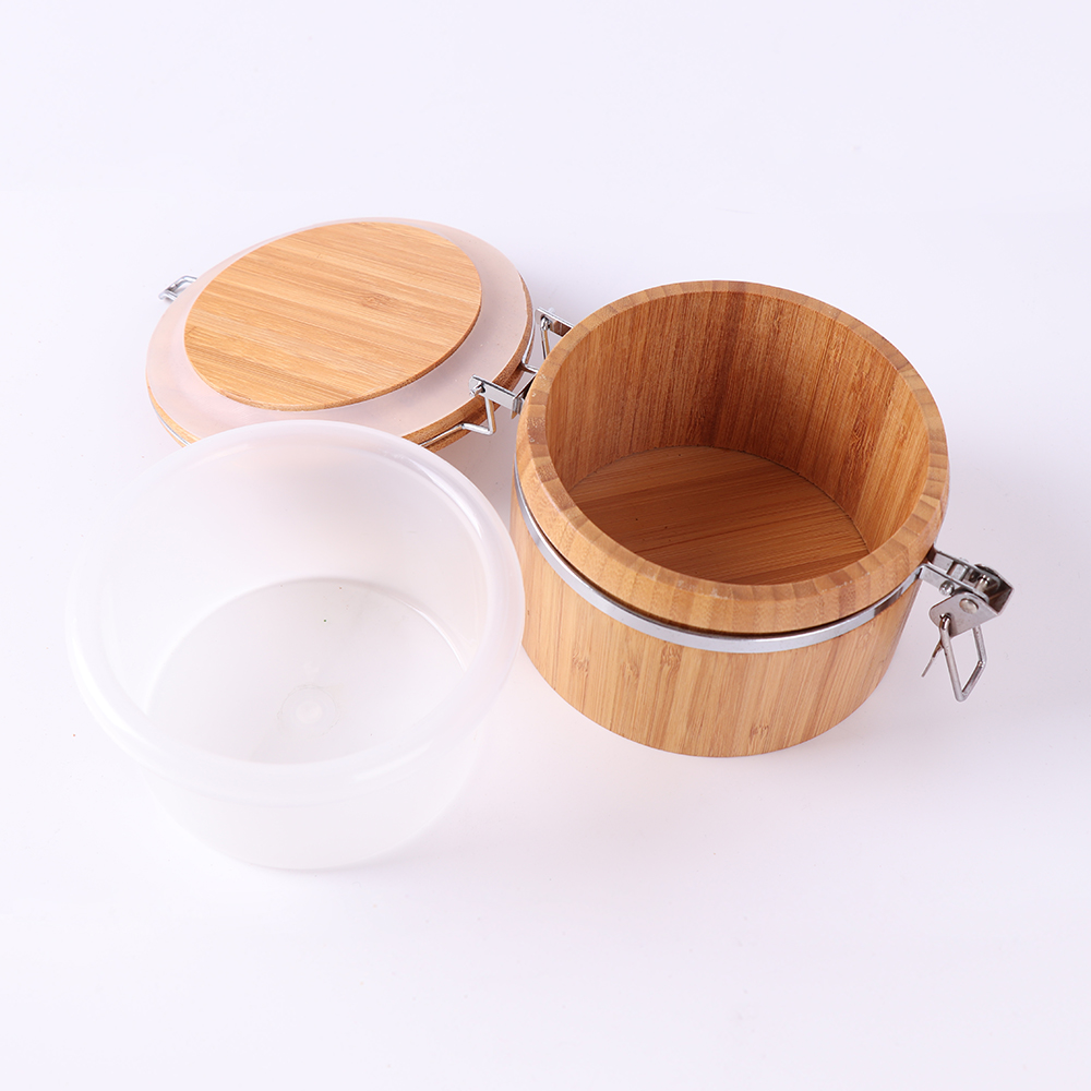 Food storage bamboo jar large glass storage canisters square with buckle