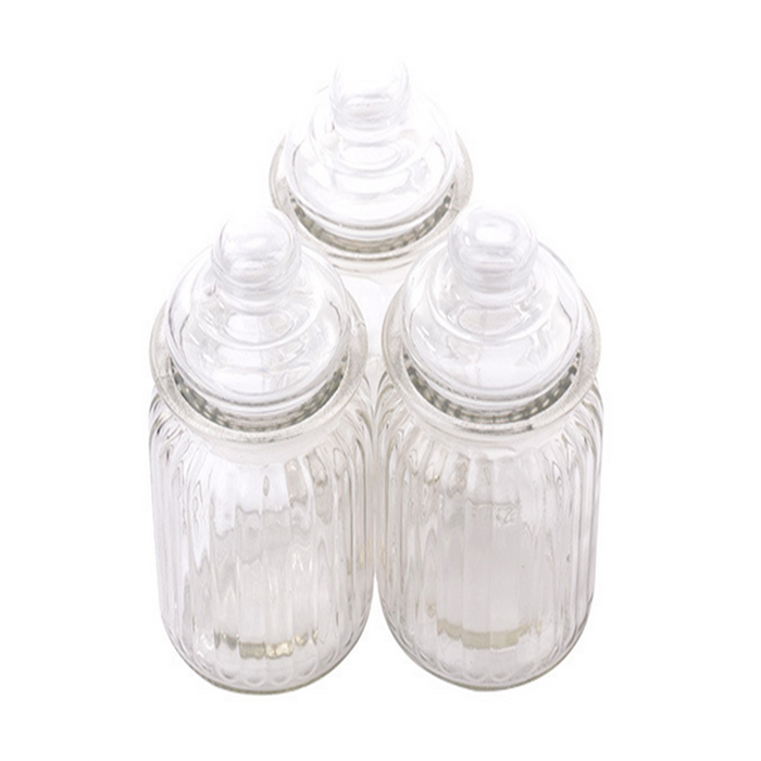 Food storage canister airtight round bamboo lid glass jar pasta glass container with wood lid