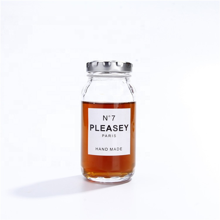 Food storage glass jar round screw cap glass jar glass container with metal lid