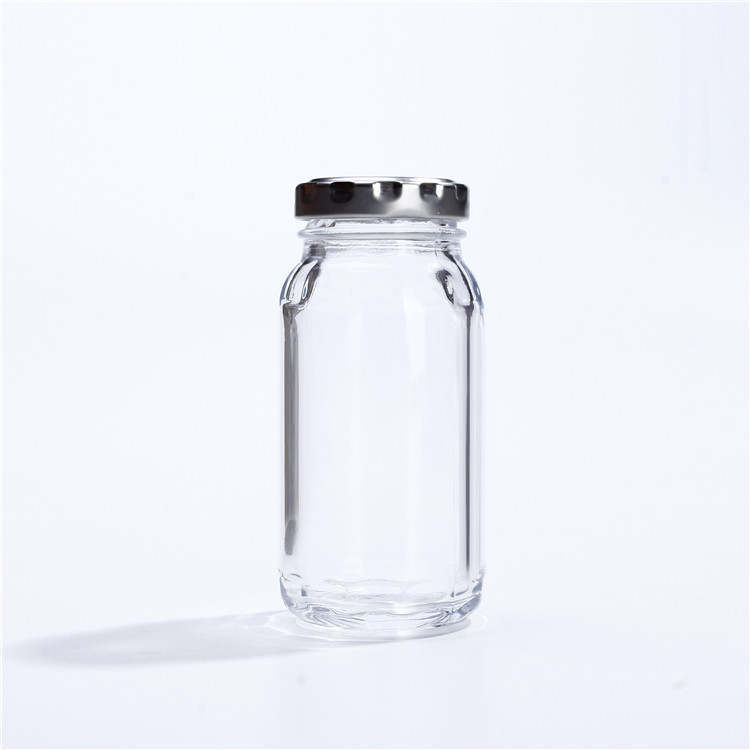Food storage glass jar round screw cap glass jar glass container with metal lid