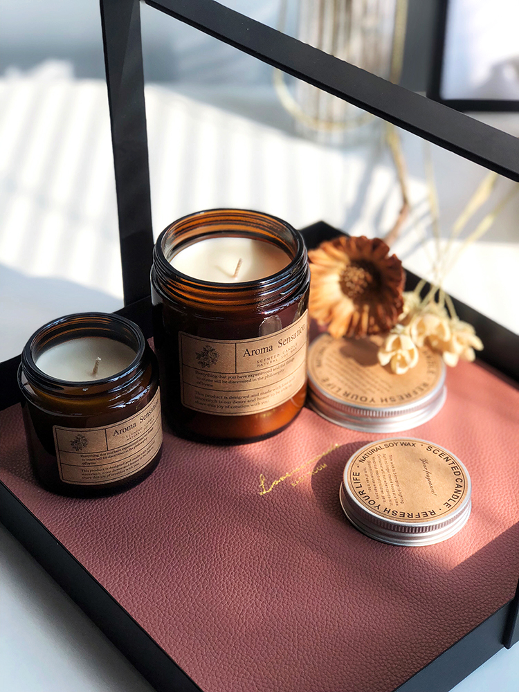 For Candle Making 8oz 9oz 16oz Popular Amber Candle Jar Empty Glass Candle Jar