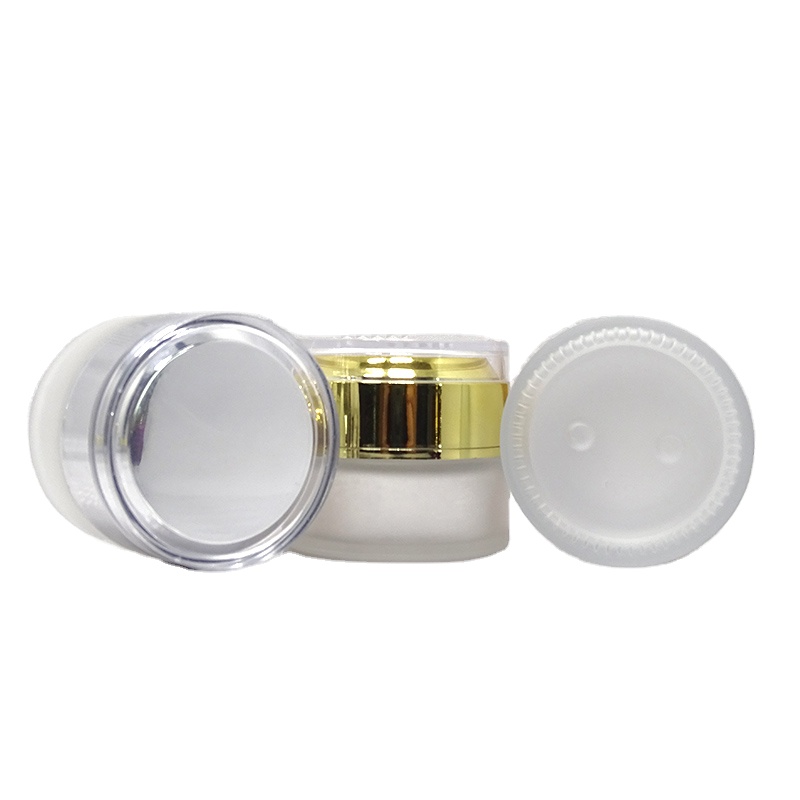 For Whiting Cream Cosmetic Face Cream Jars Hot Sale Matte Frosted Glass Skin Care Cream Aluminum