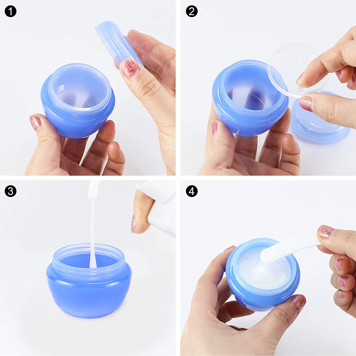 Foshan Manufacturer 1 Oz Mini Plastic Jars with Lids and Inner Liners Blue Jar