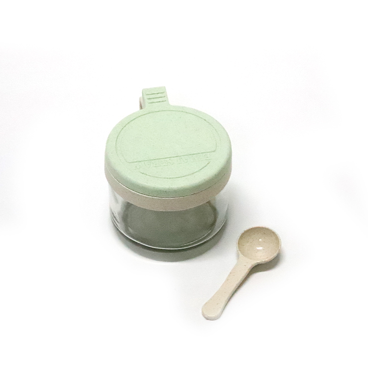 Four-color optional wheat straw biodegradable plastic kitchen glass seasoning jar tableware